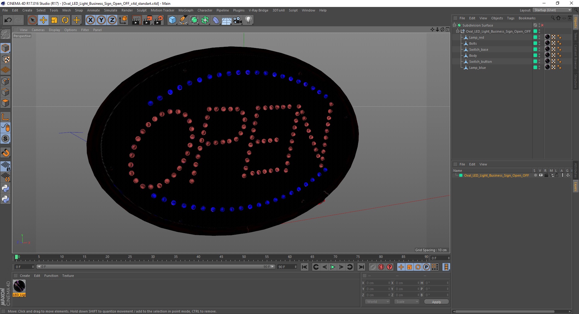 Oval LED Light Business Sign Open OFF 3D