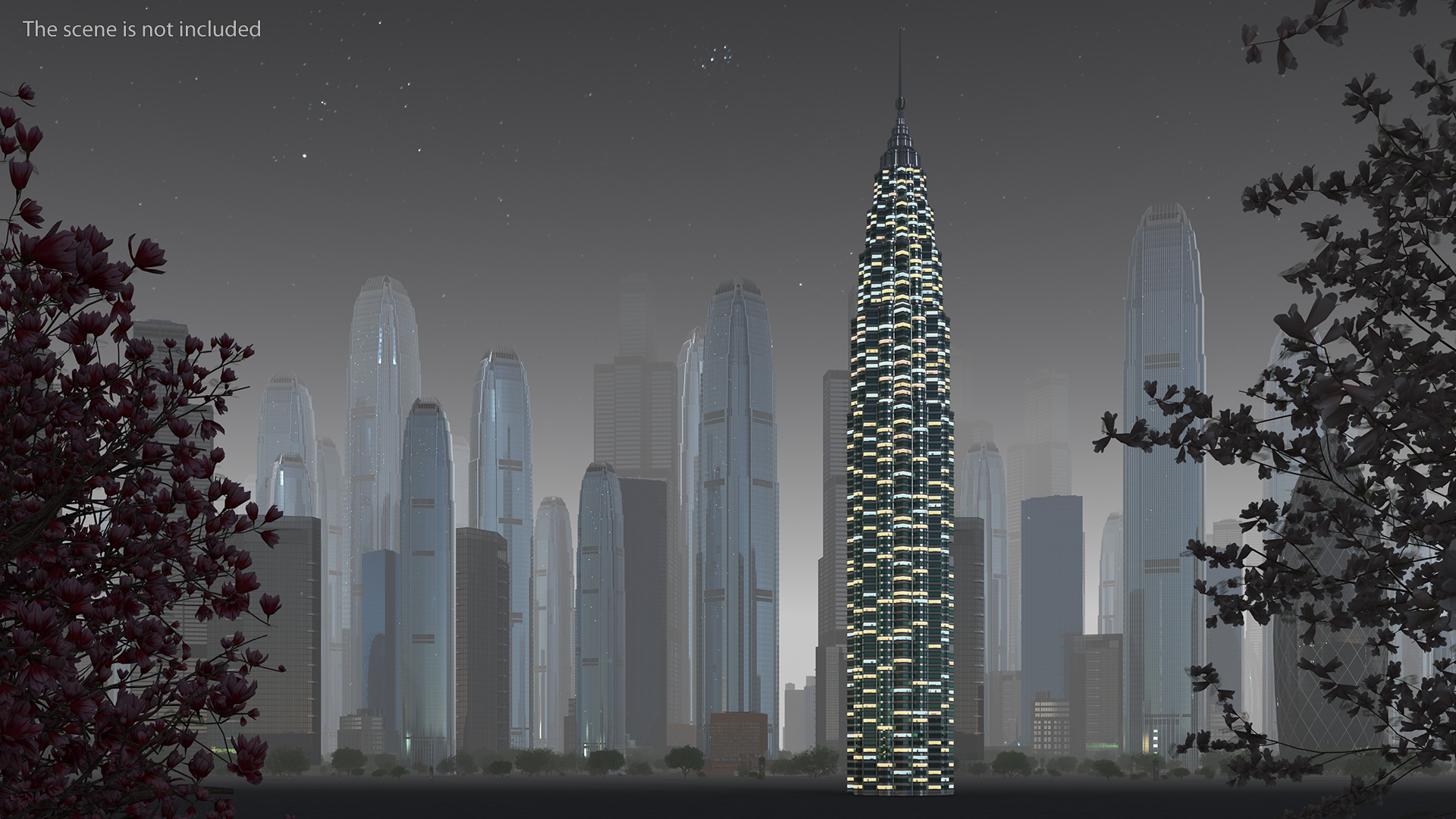 Skyscraper Tower Night Glow 3D