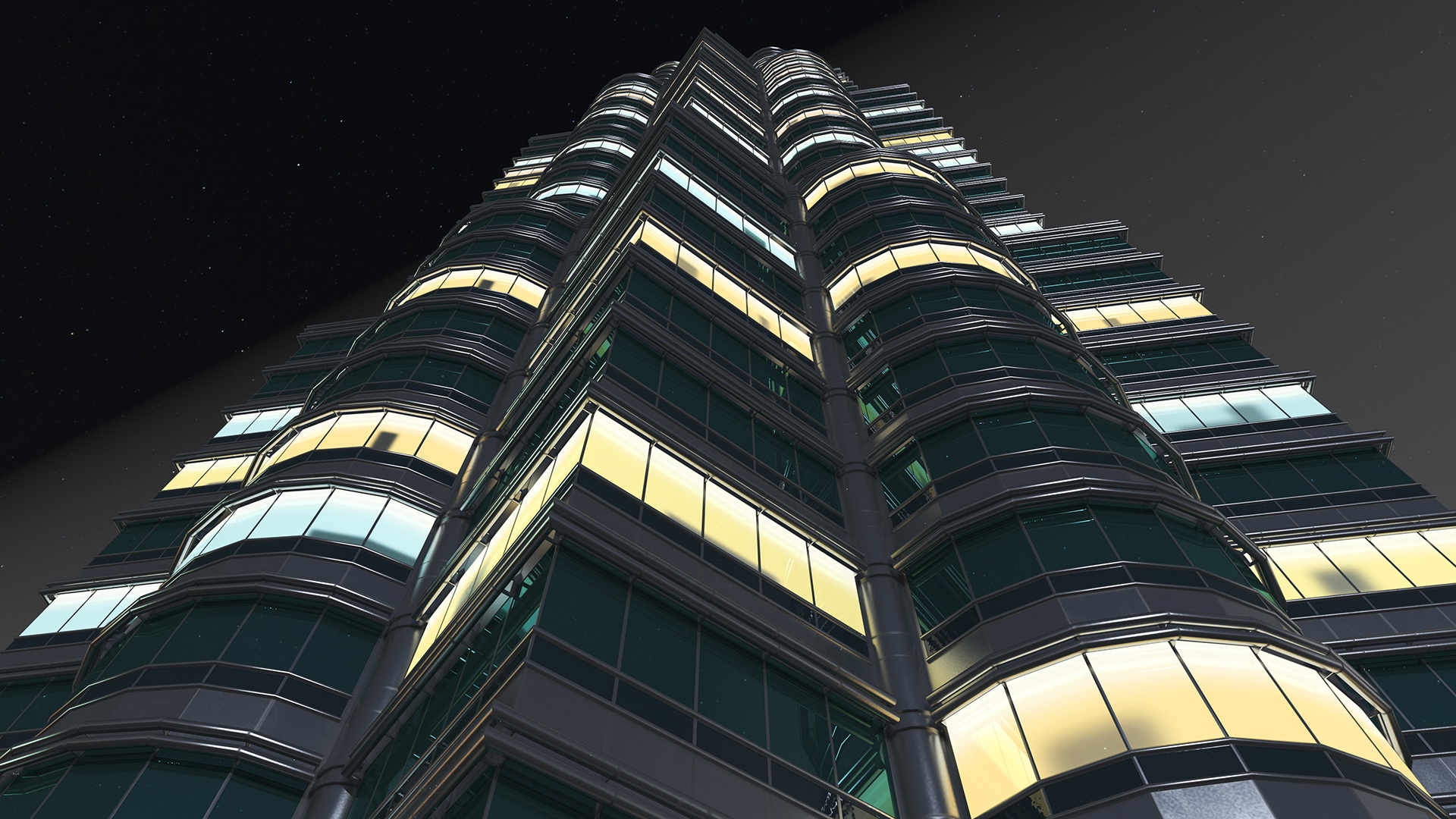 Skyscraper Tower Night Glow 3D