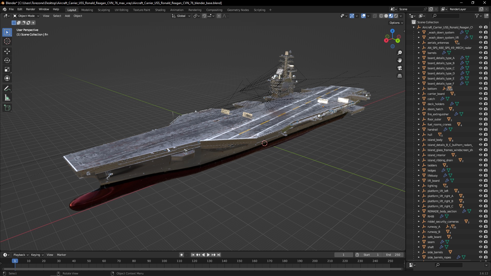 3D Aircraft Carrier USS Ronald Reagan CVN 76