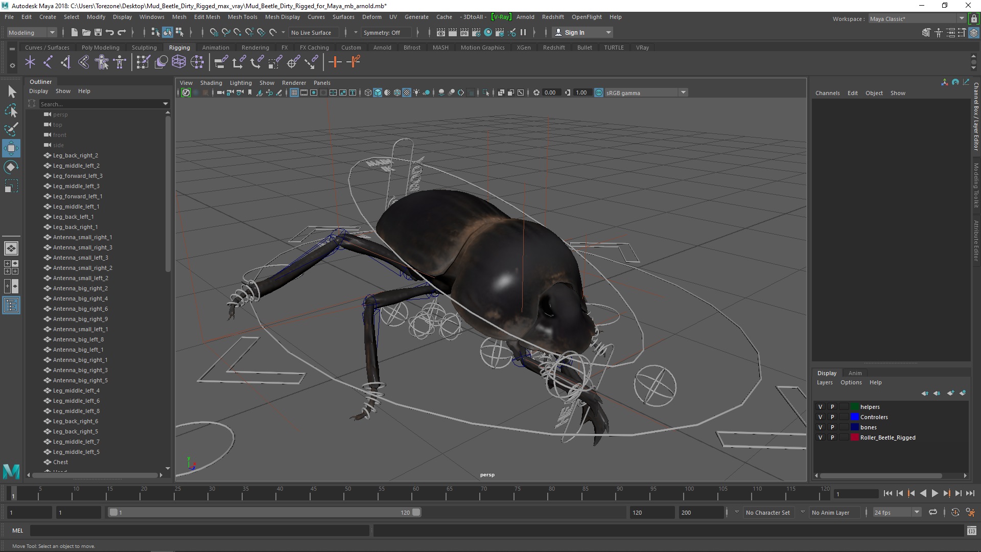 Mud Beetle Dirty Rigged for Maya 3D