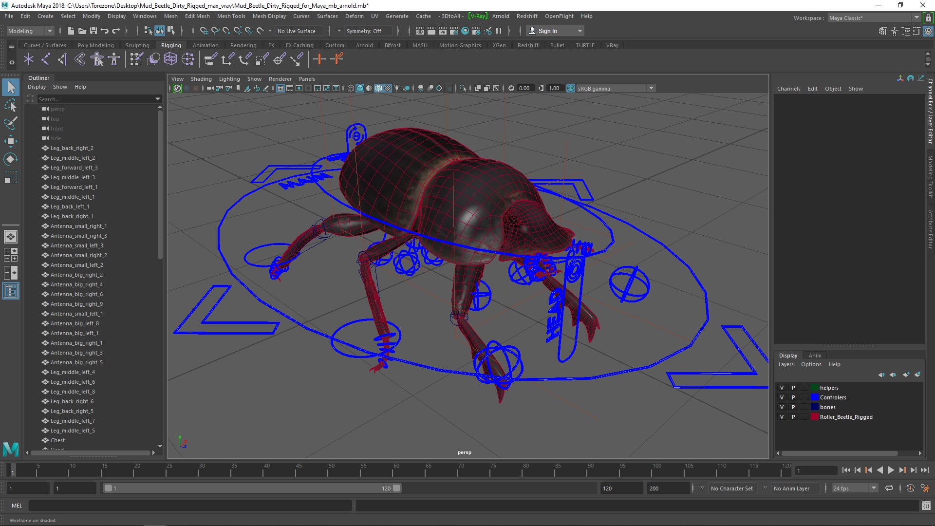 Mud Beetle Dirty Rigged for Maya 3D