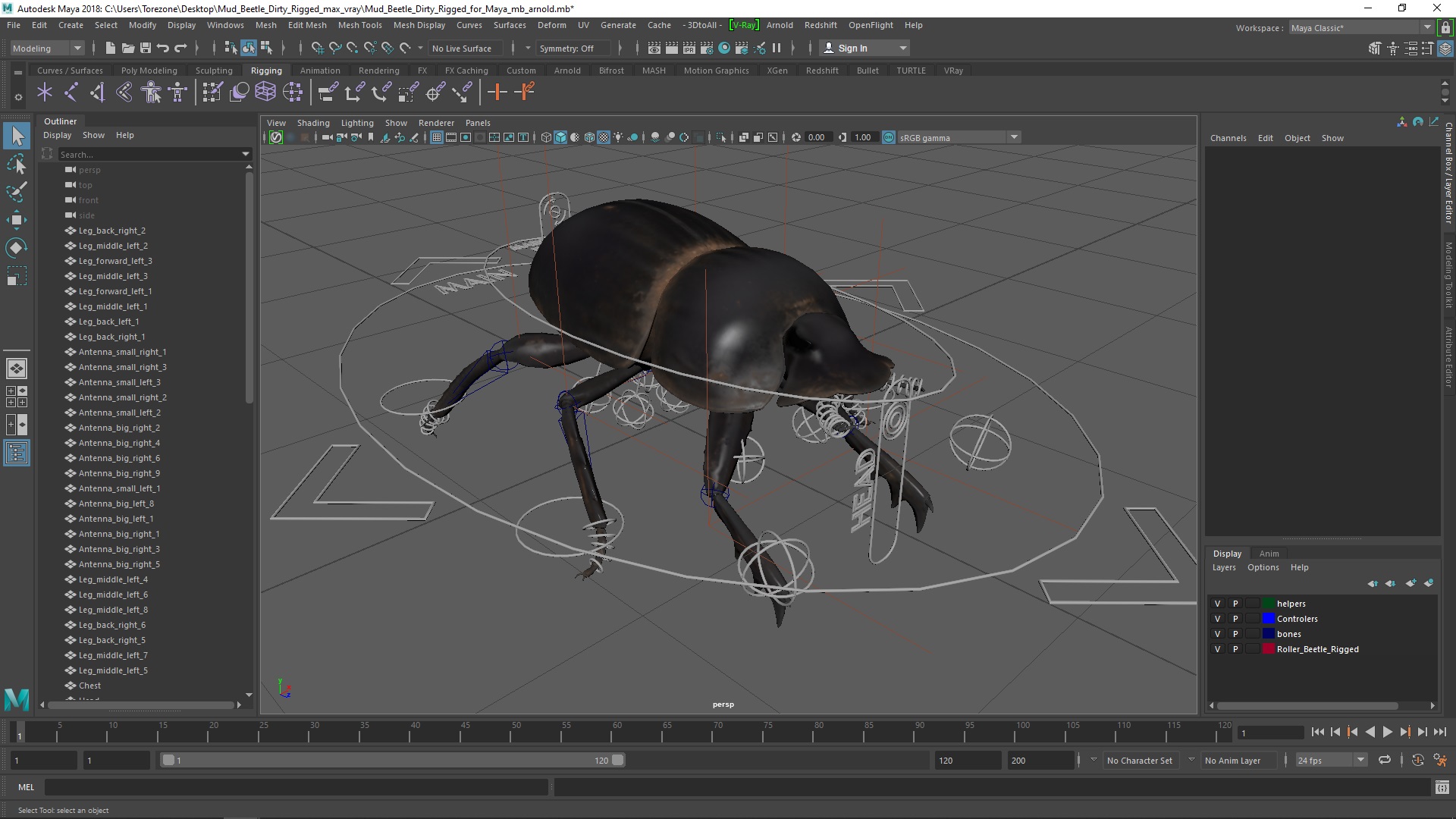 Mud Beetle Dirty Rigged for Maya 3D