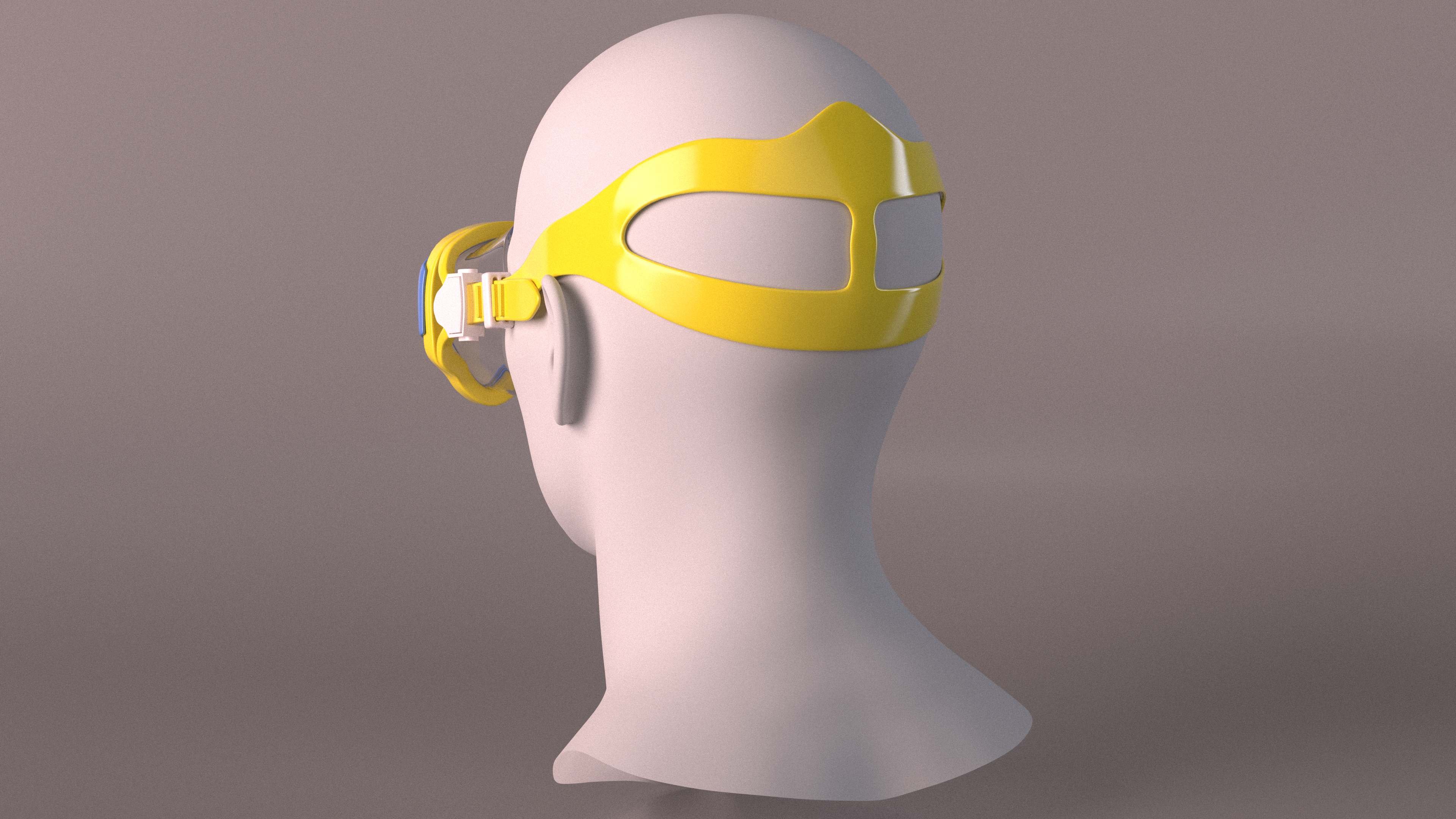 3D model Children Swimming Goggles Yellow on Mannequin