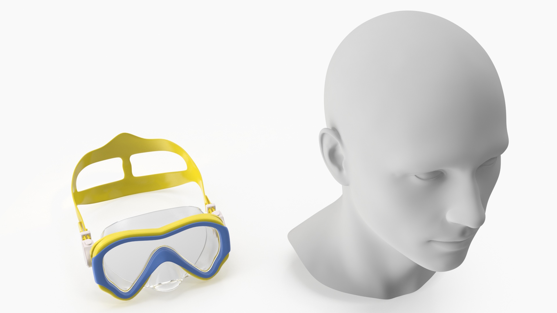 3D model Children Swimming Goggles Yellow on Mannequin