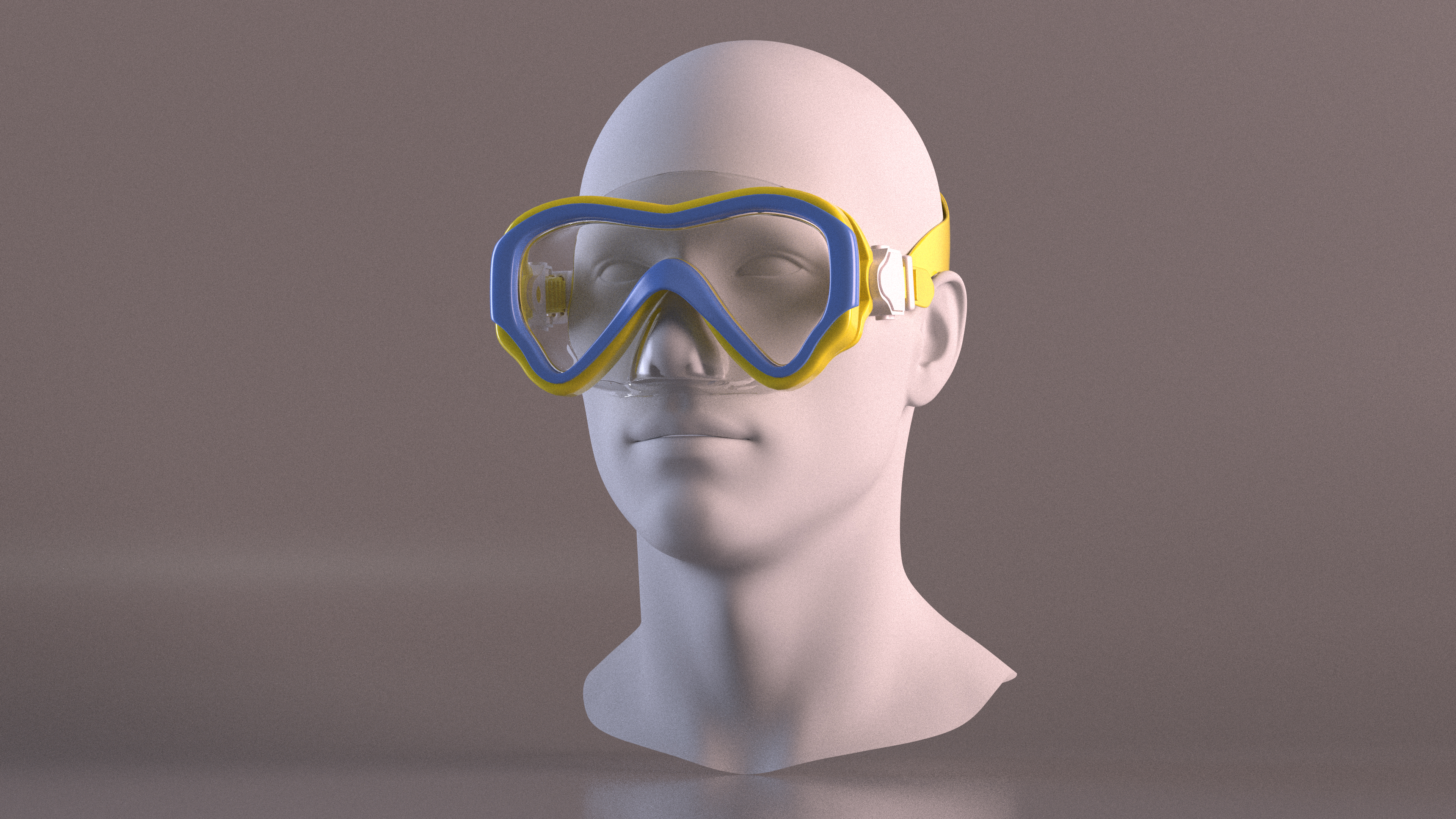 3D model Children Swimming Goggles Yellow on Mannequin