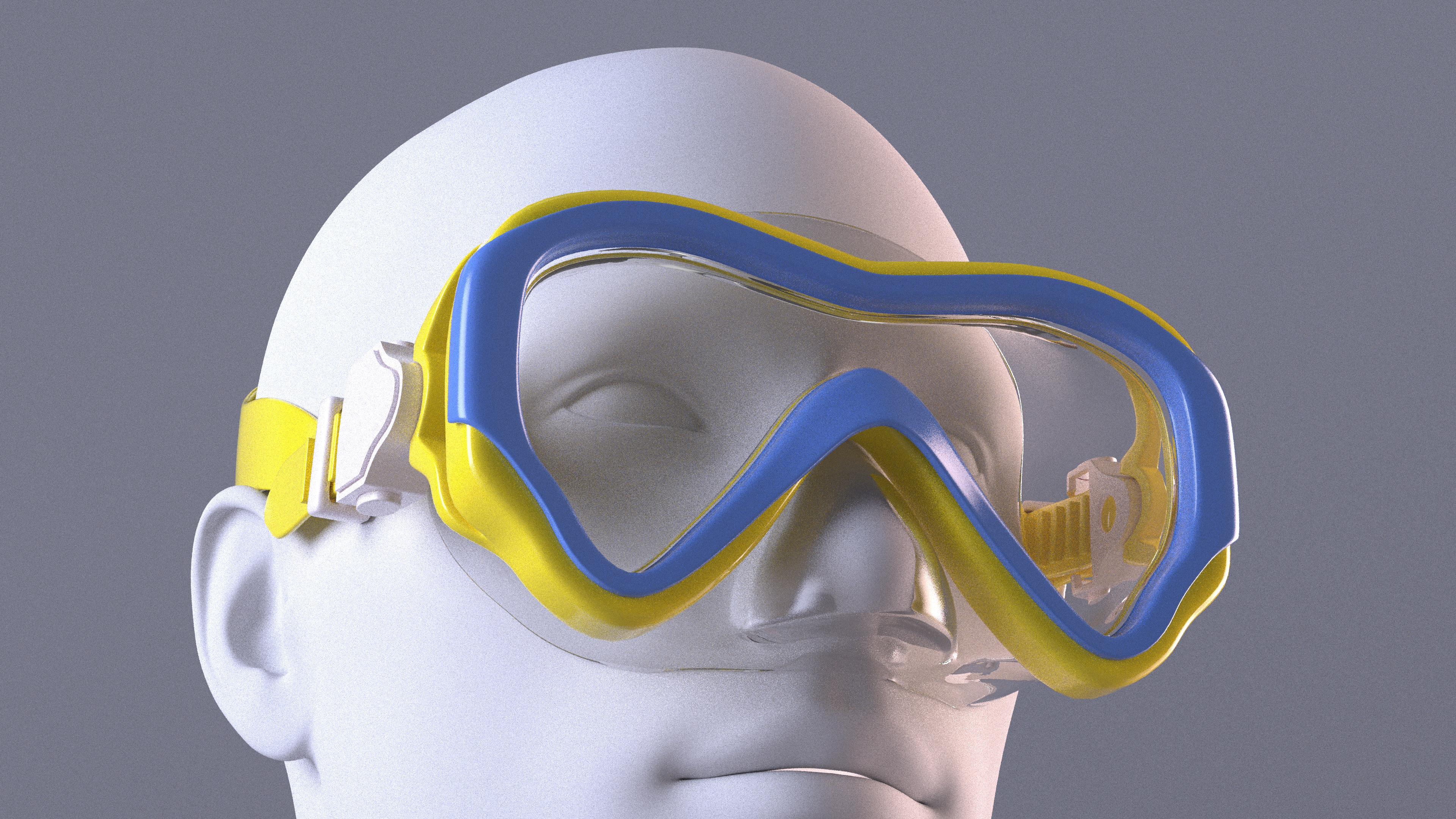 3D model Children Swimming Goggles Yellow on Mannequin