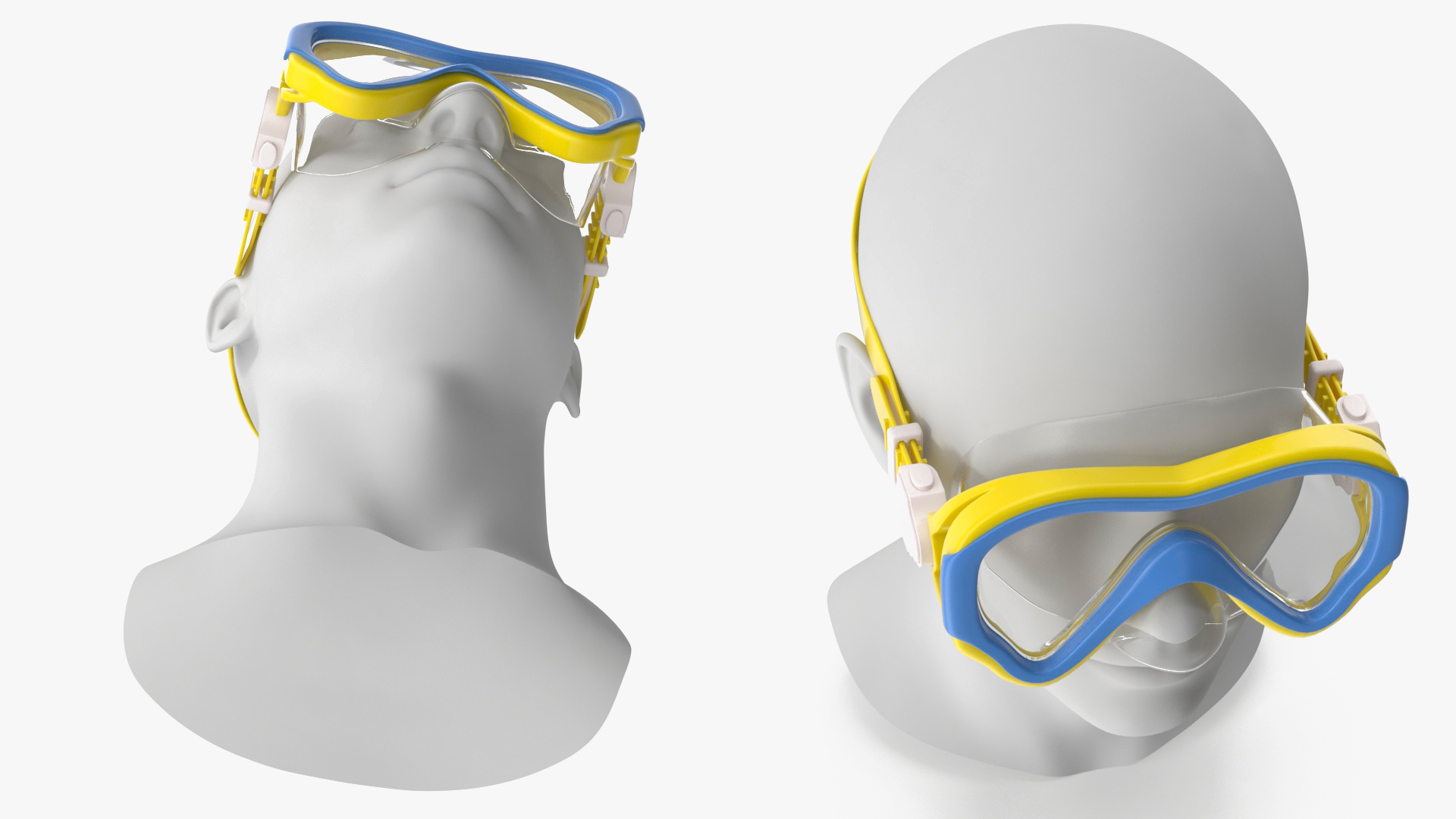 3D model Children Swimming Goggles Yellow on Mannequin