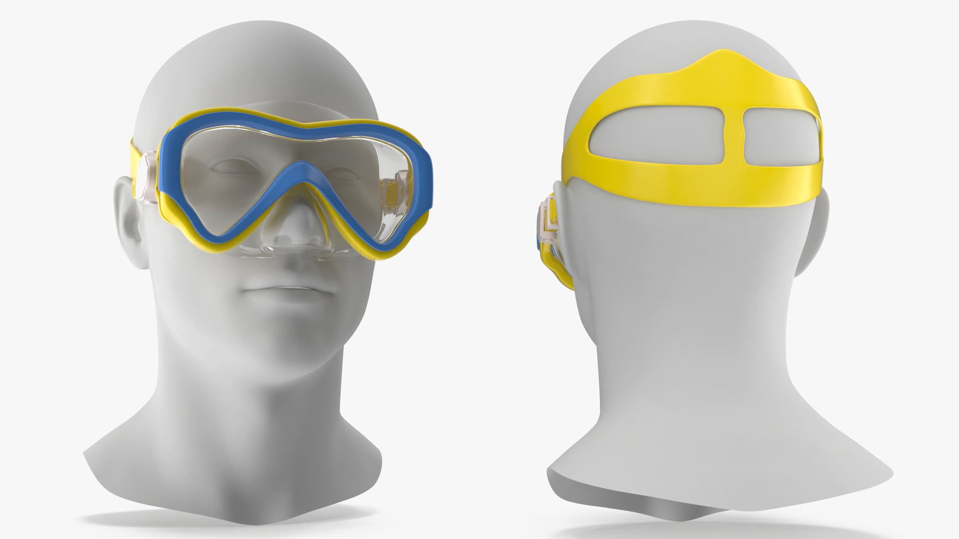 3D model Children Swimming Goggles Yellow on Mannequin