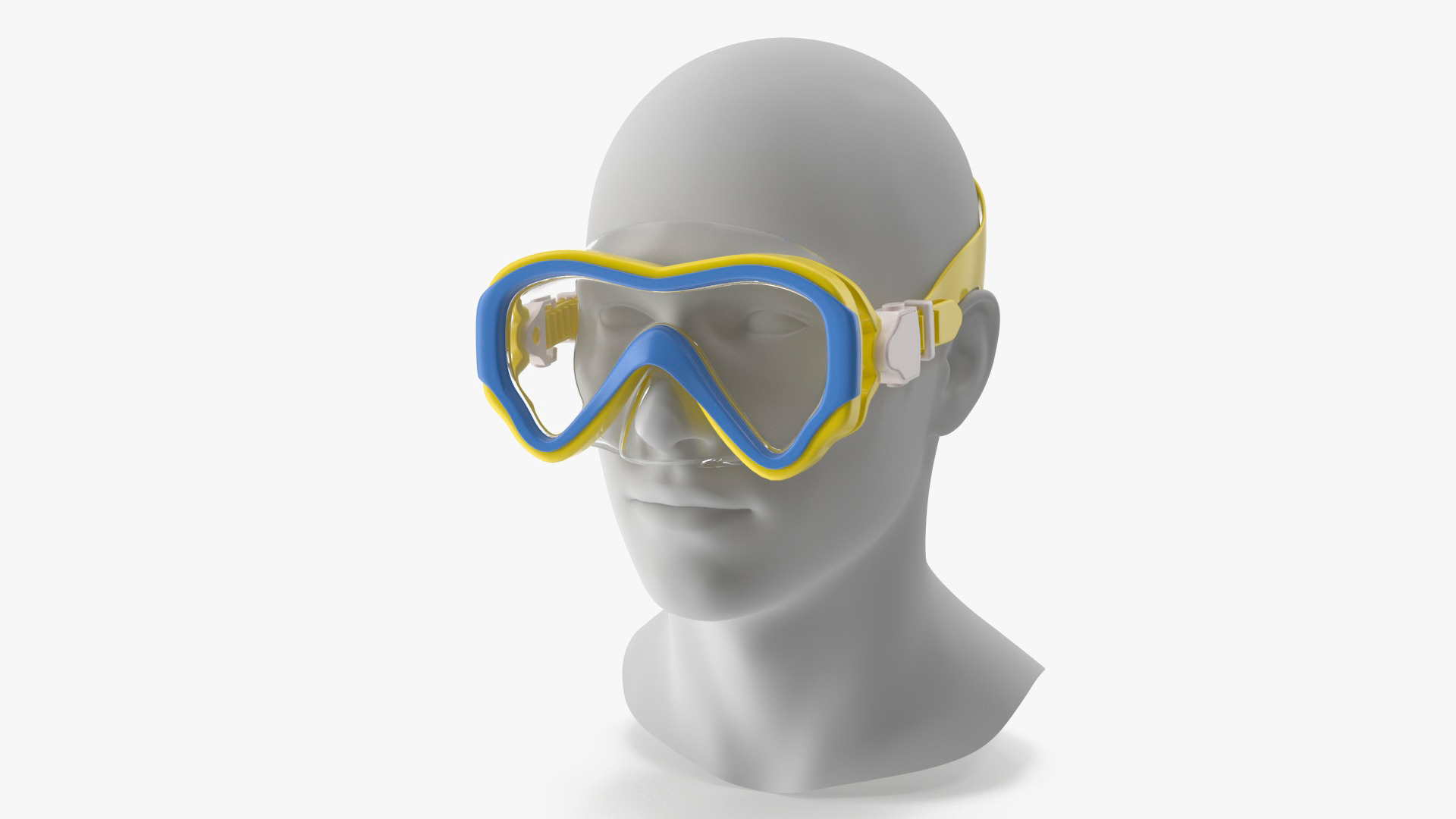 3D model Children Swimming Goggles Yellow on Mannequin