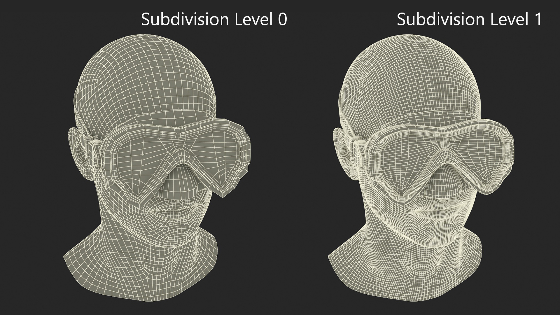 3D model Children Swimming Goggles Yellow on Mannequin