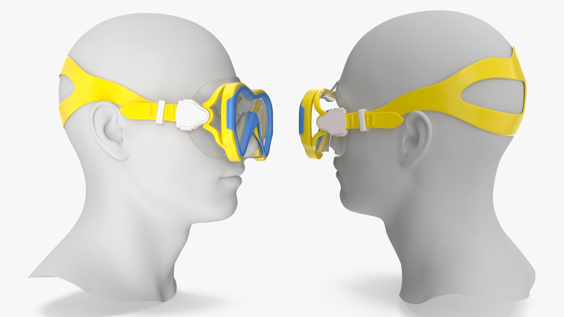 3D model Children Swimming Goggles Yellow on Mannequin