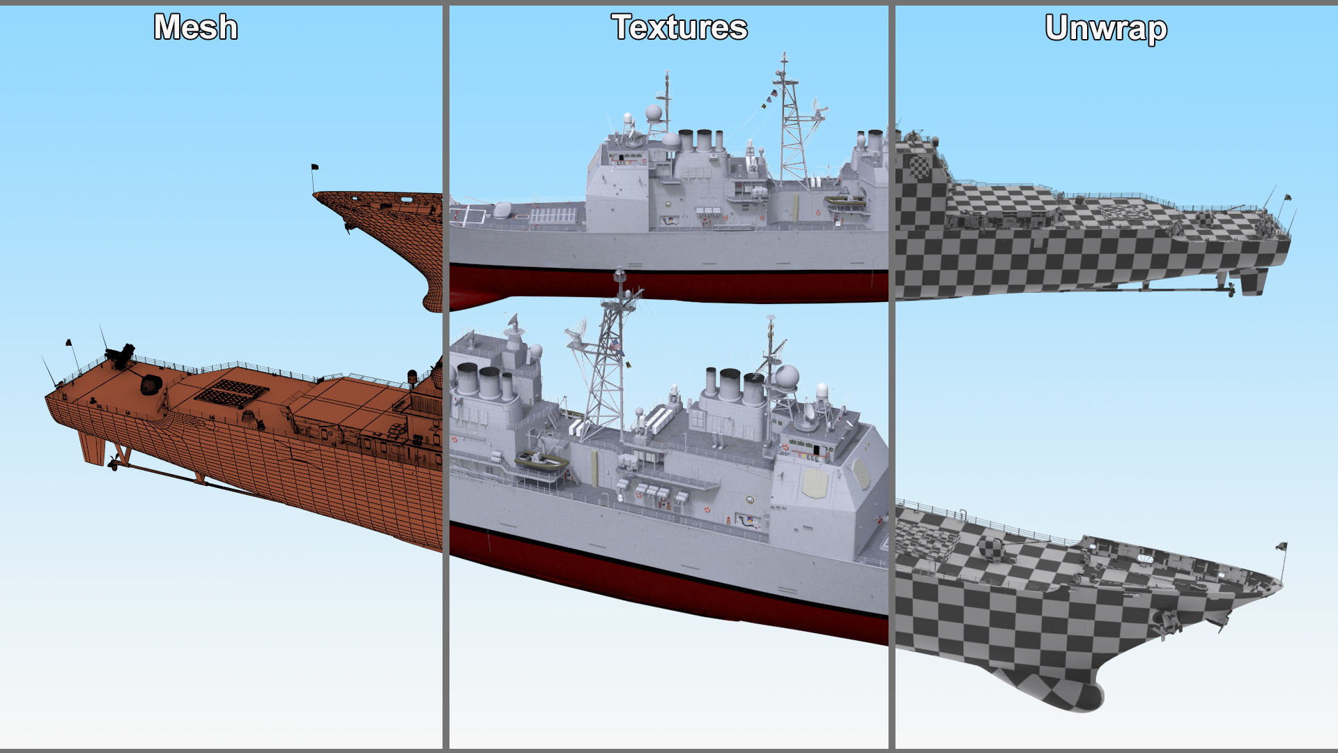 Military Ticonderoga Class Destroyer Ship CG-71 3D