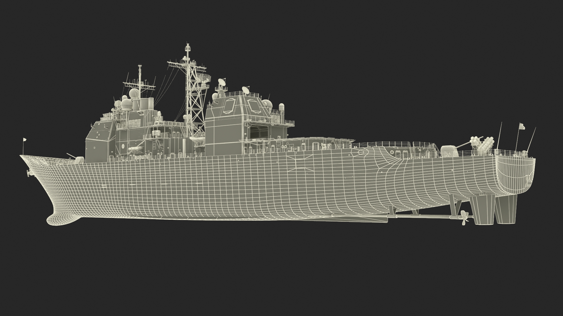 Military Ticonderoga Class Destroyer Ship CG-71 3D