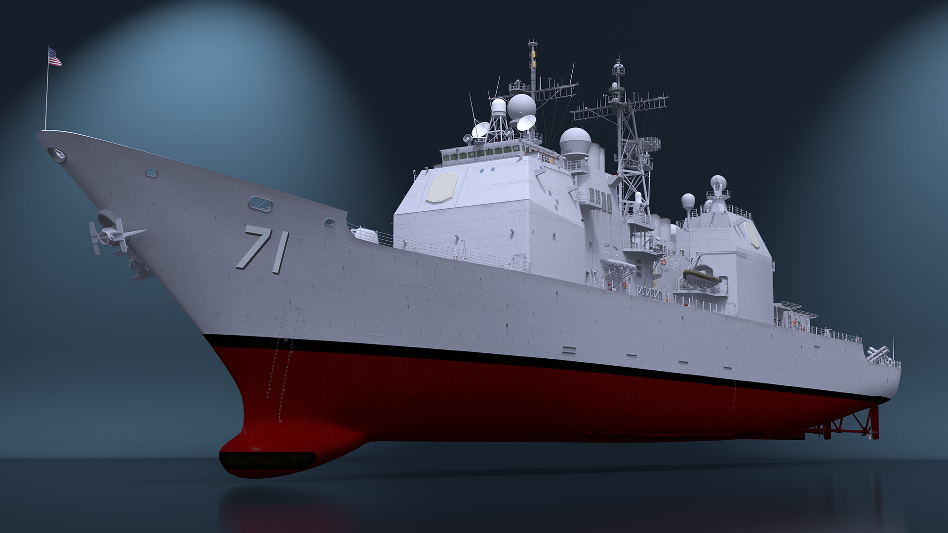 Military Ticonderoga Class Destroyer Ship CG-71 3D