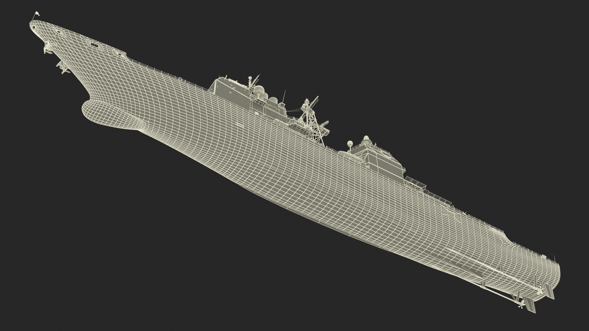 Military Ticonderoga Class Destroyer Ship CG-71 3D