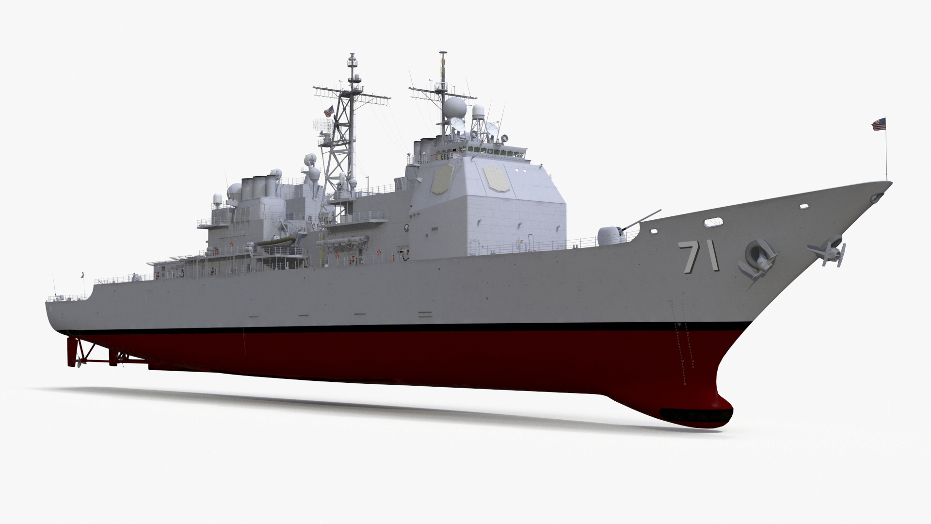 Military Ticonderoga Class Destroyer Ship CG-71 3D