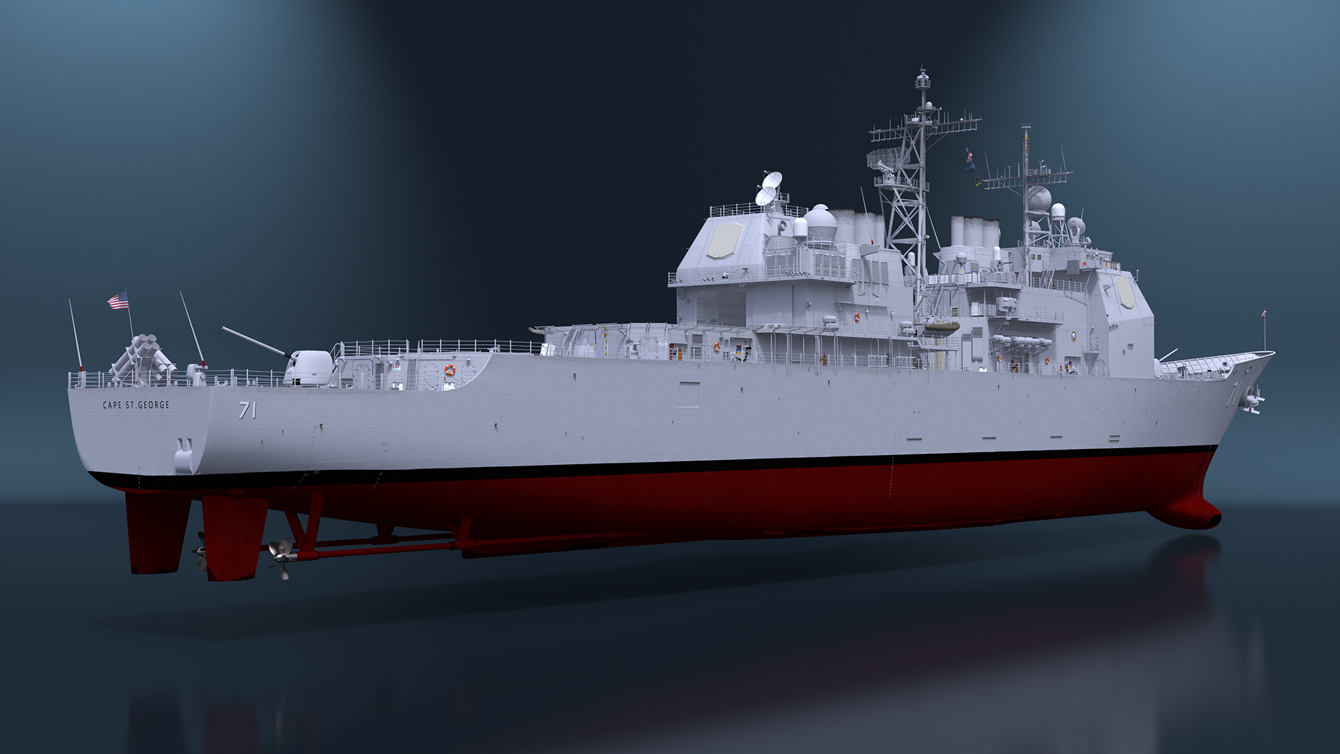 Military Ticonderoga Class Destroyer Ship CG-71 3D