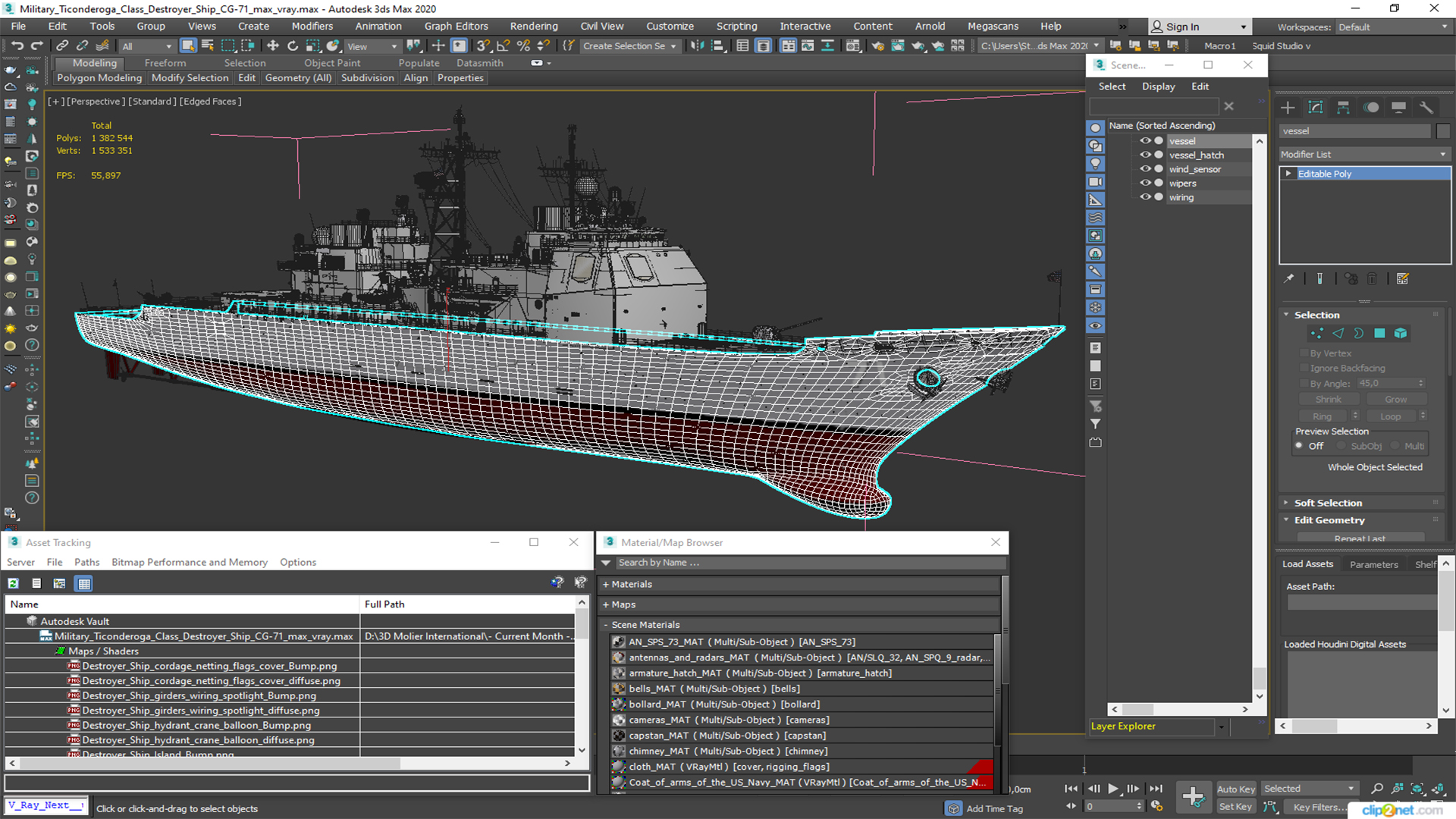 Military Ticonderoga Class Destroyer Ship CG-71 3D