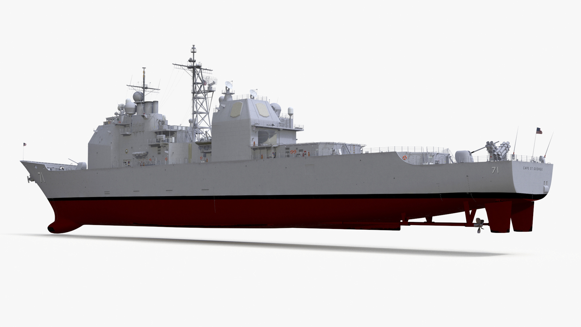 Military Ticonderoga Class Destroyer Ship CG-71 3D