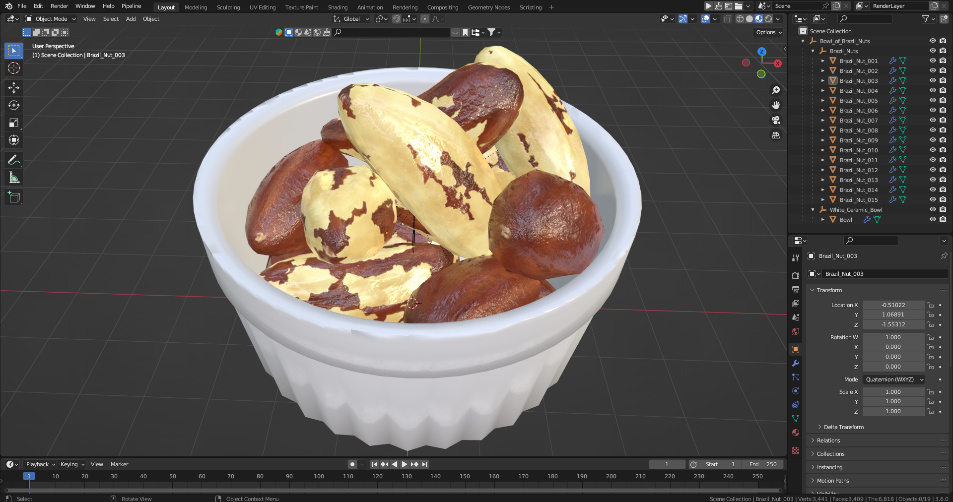 Bowl of Brazil Nuts 3D model