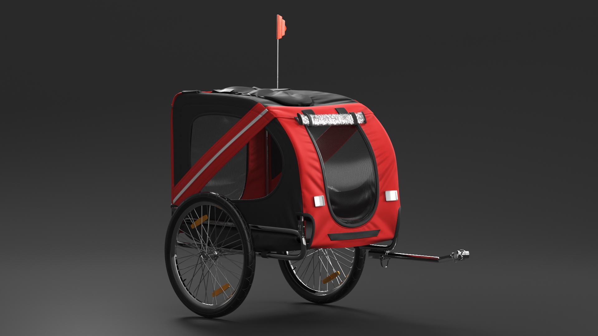 3D model Pet Bike Trailer Red