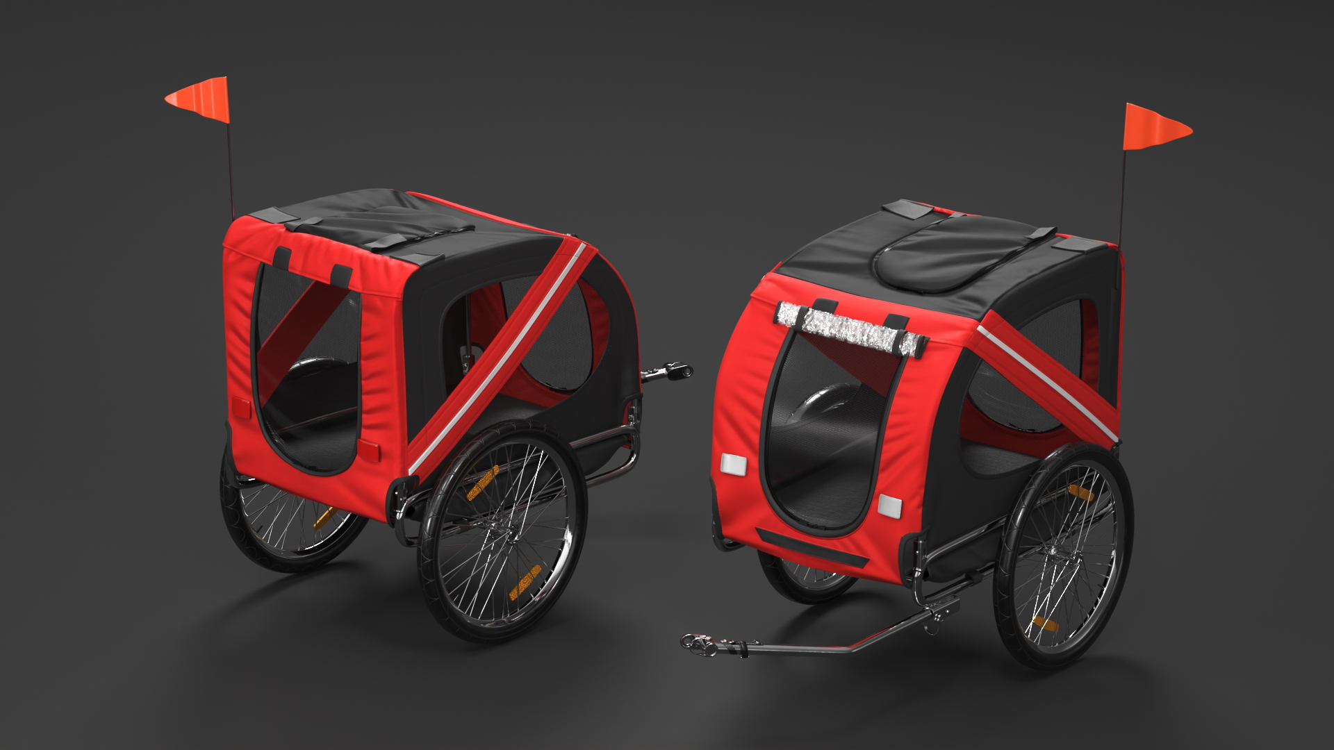 3D model Pet Bike Trailer Red