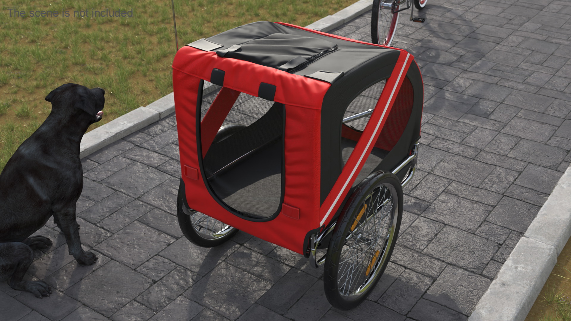 3D model Pet Bike Trailer Red