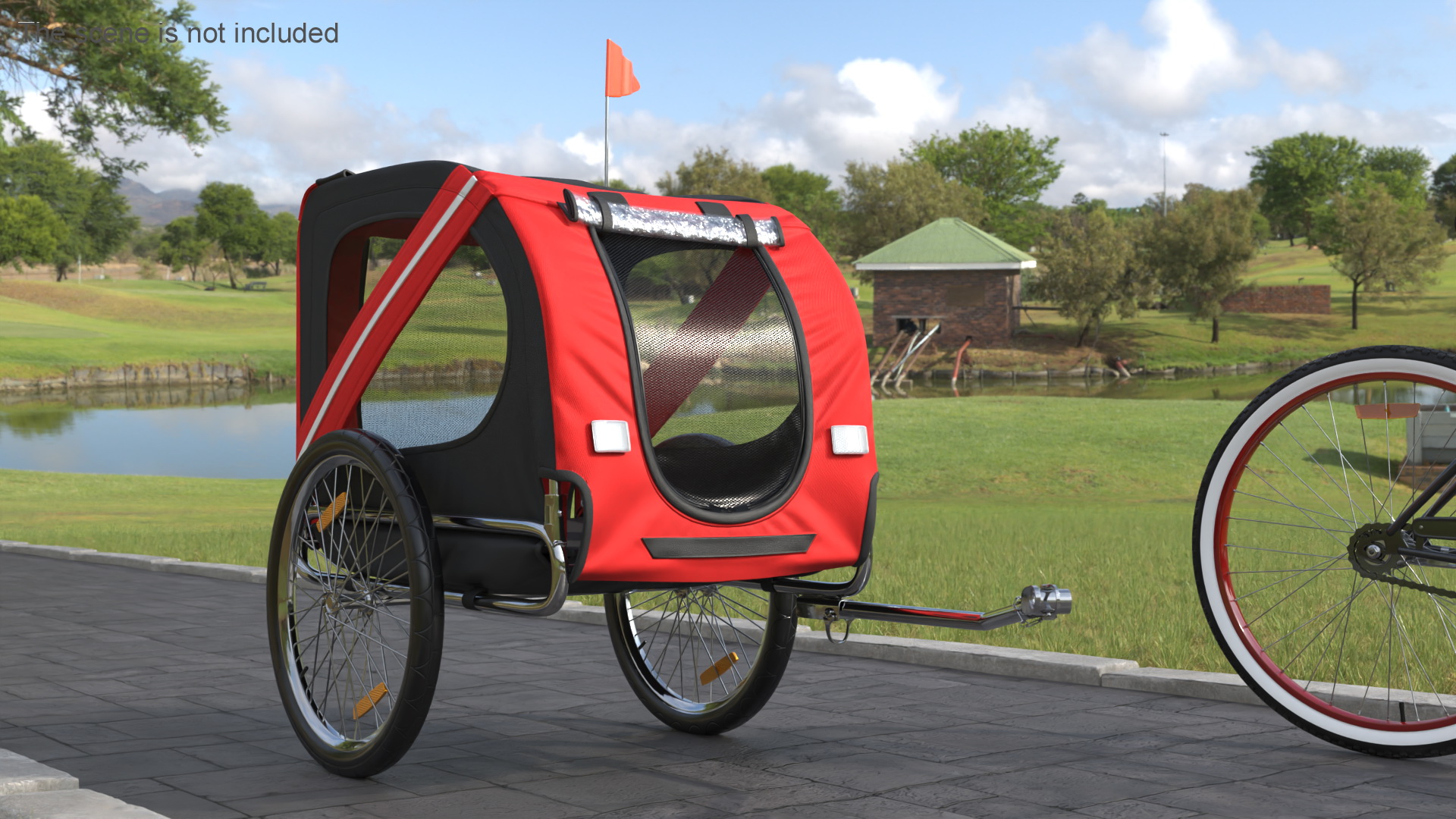 3D model Pet Bike Trailer Red