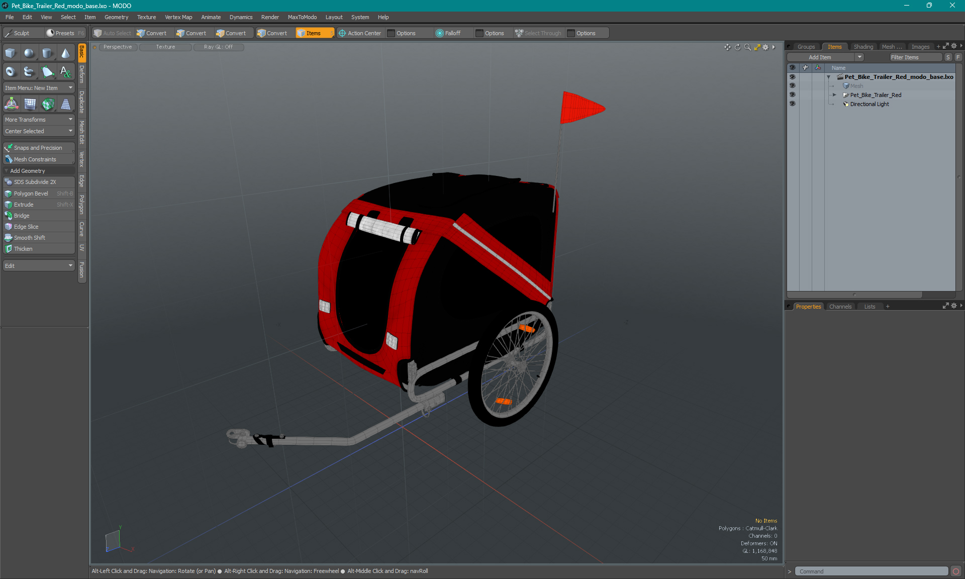 3D model Pet Bike Trailer Red