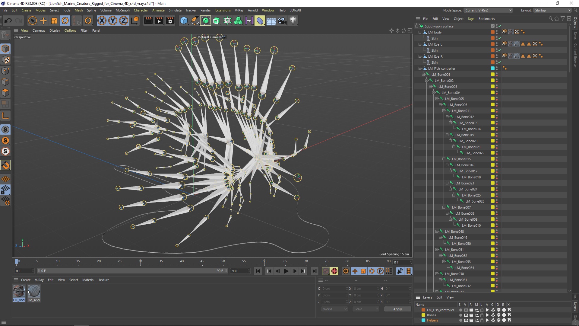 3D model Lionfish Marine Creature Rigged for Cinema 4D