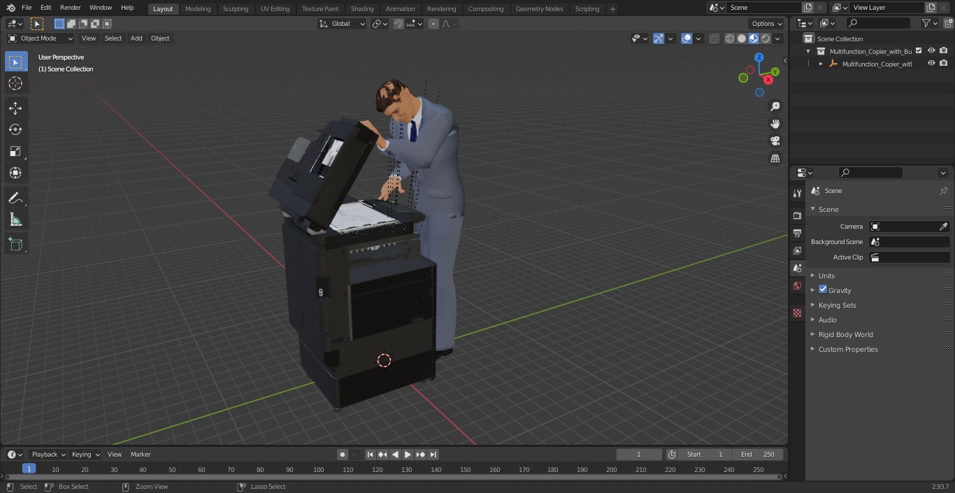 3D Multifunction Copier with Business Man model