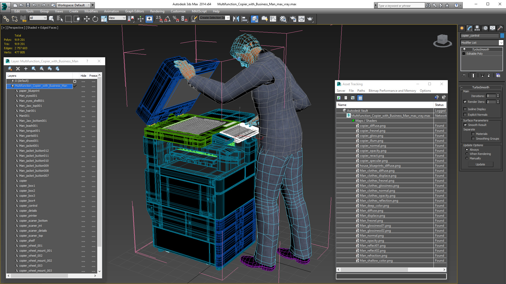 3D Multifunction Copier with Business Man model