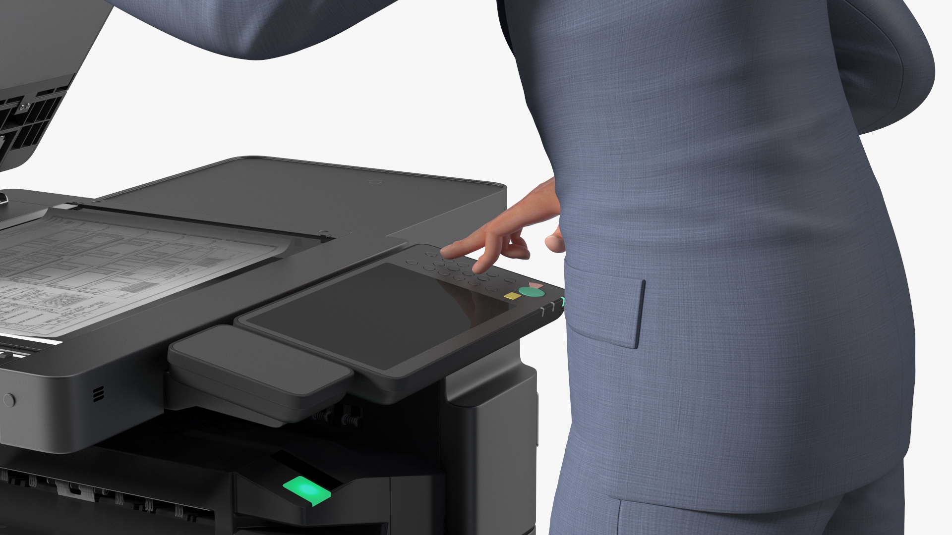 3D Multifunction Copier with Business Man model