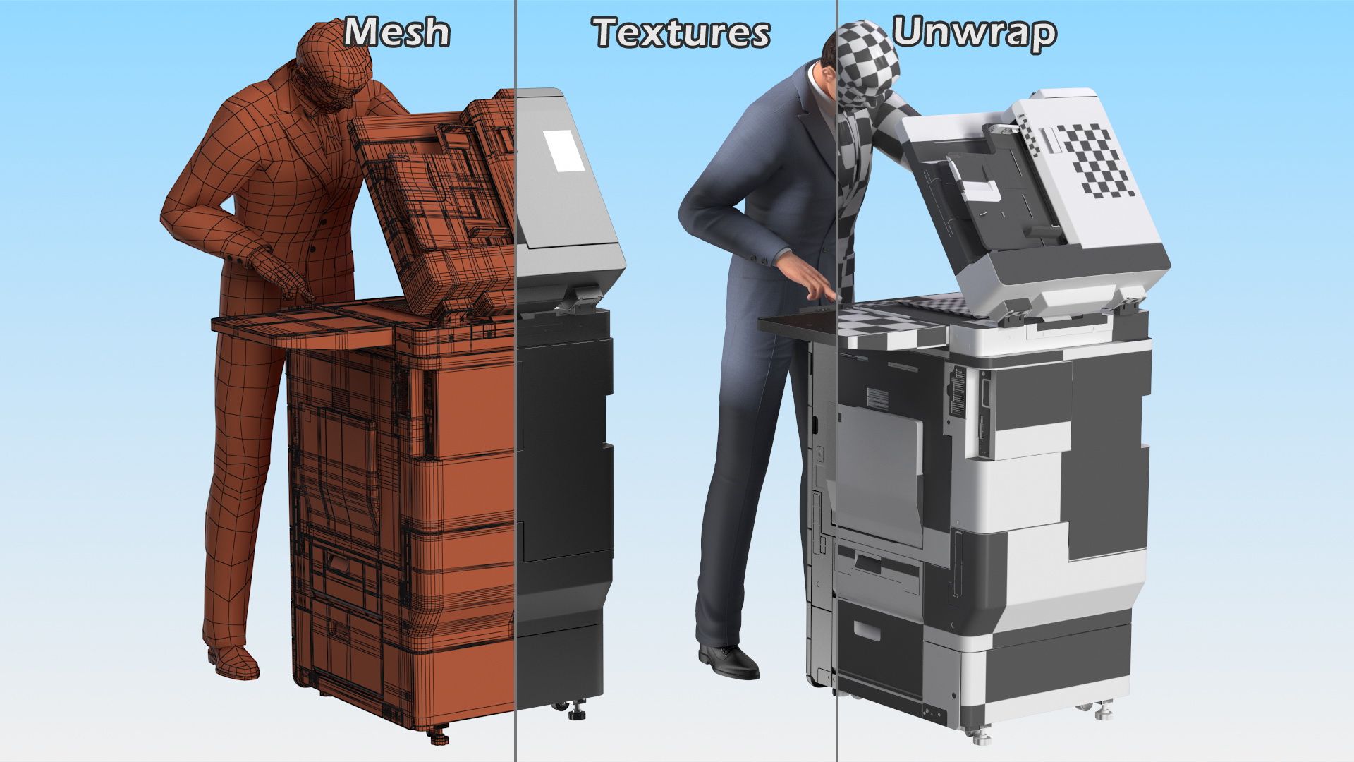 3D Multifunction Copier with Business Man model