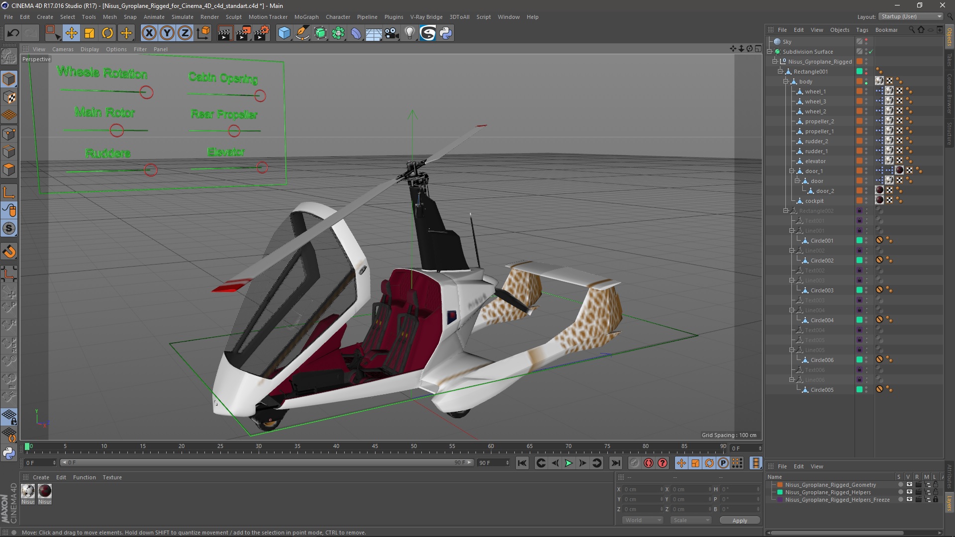 3D Nisus Gyroplane Rigged for Cinema 4D