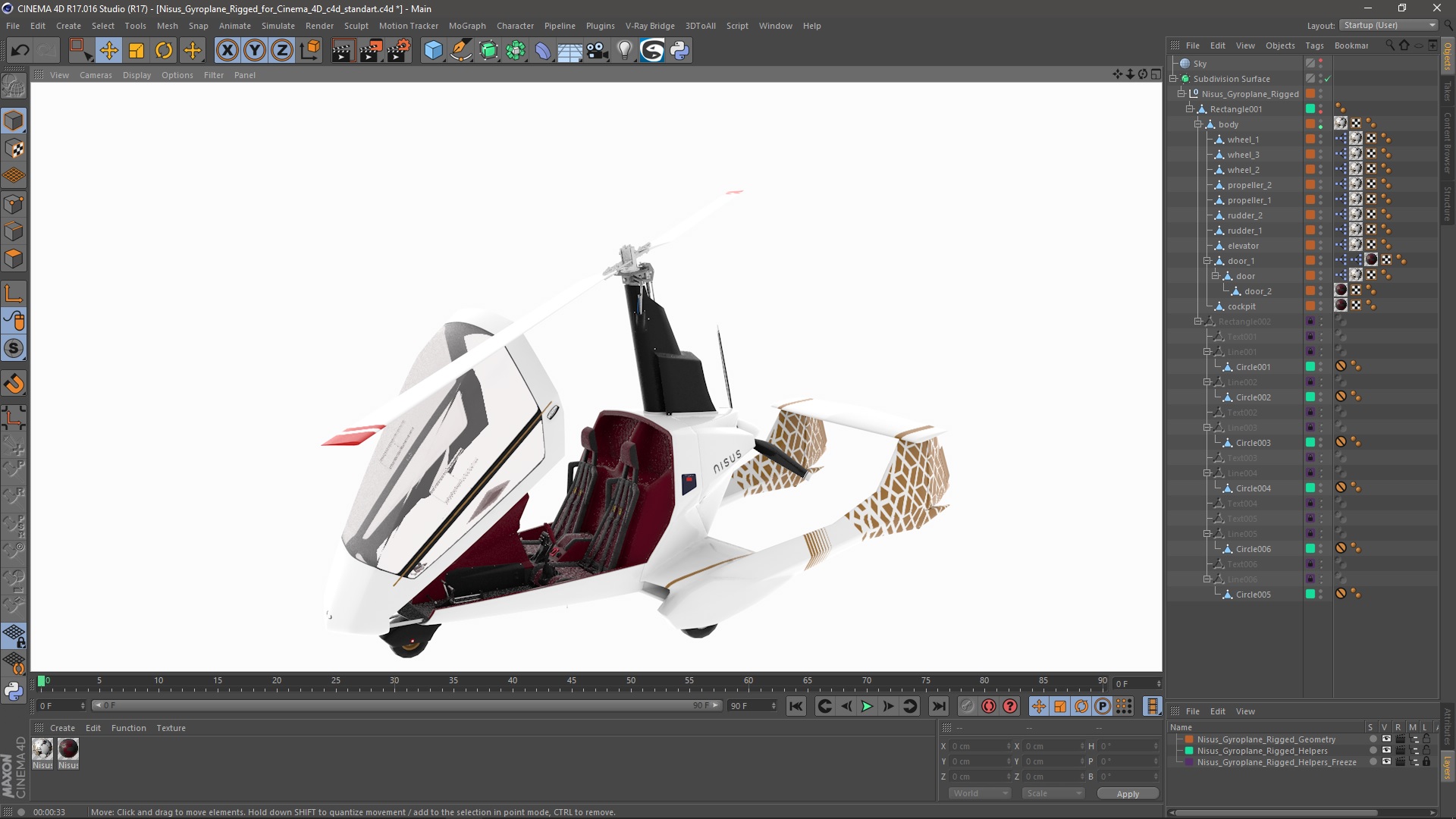 3D Nisus Gyroplane Rigged for Cinema 4D