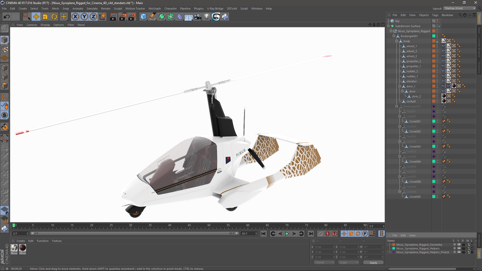 3D Nisus Gyroplane Rigged for Cinema 4D