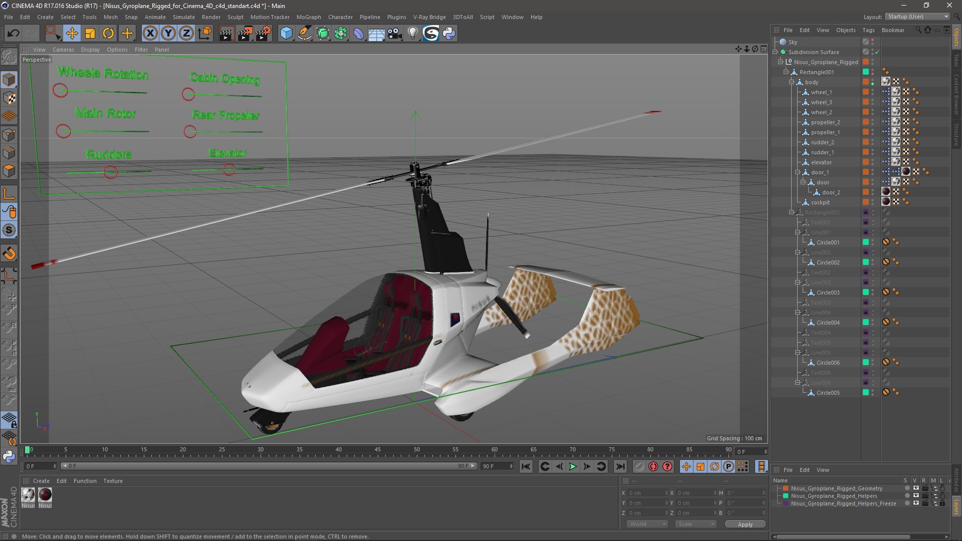 3D Nisus Gyroplane Rigged for Cinema 4D