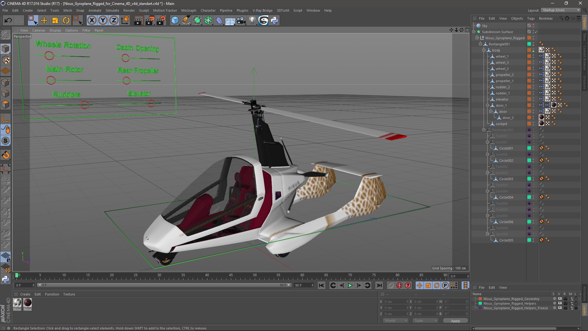 3D Nisus Gyroplane Rigged for Cinema 4D