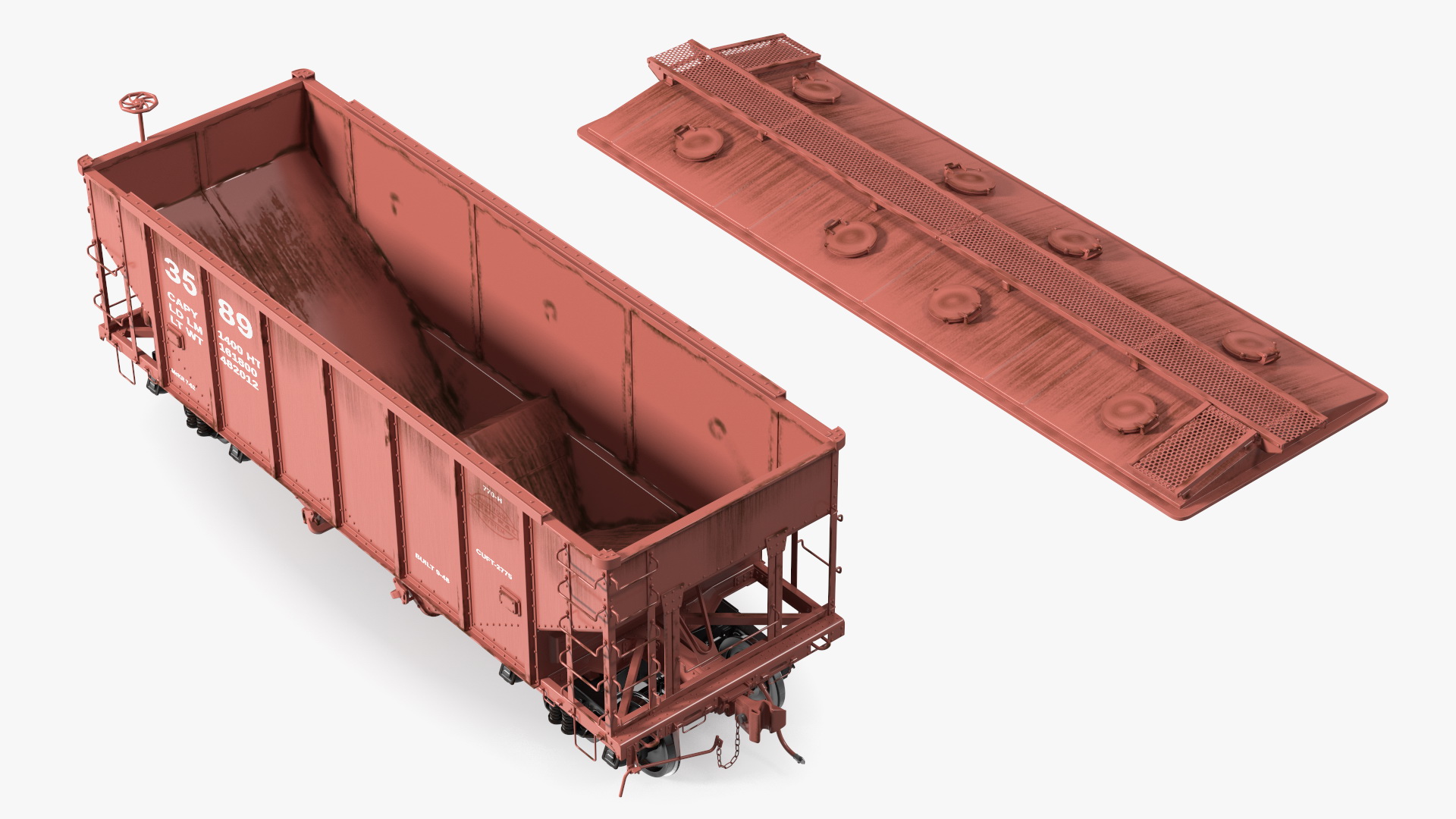 3D model 2 Bay Covered Hopper