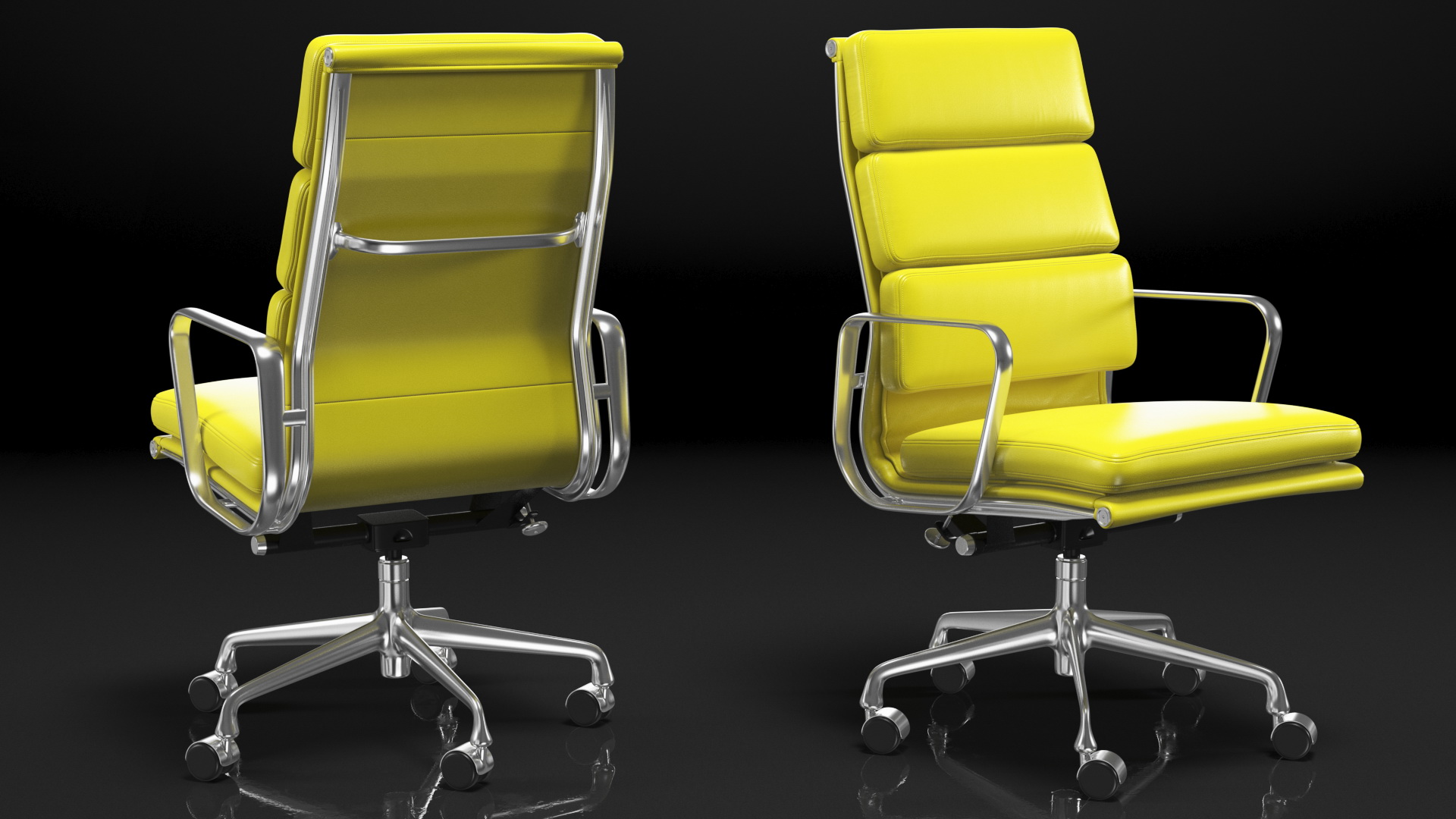 3D model Executive Chair Yellow Leather