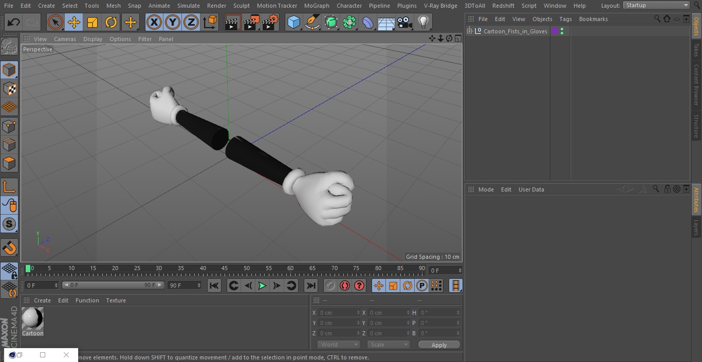 3D Cartoon Fists in Gloves model