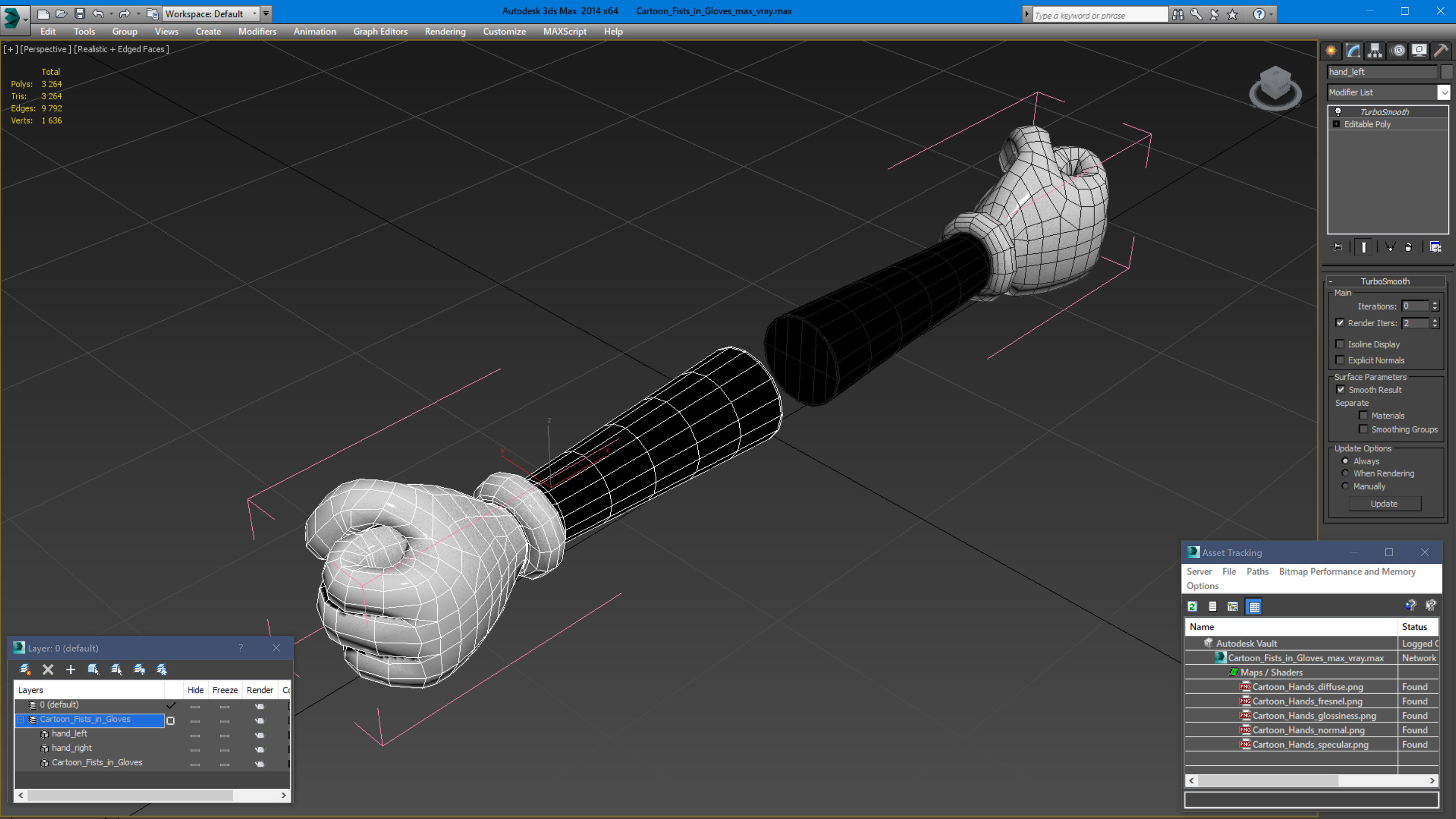 3D Cartoon Fists in Gloves model