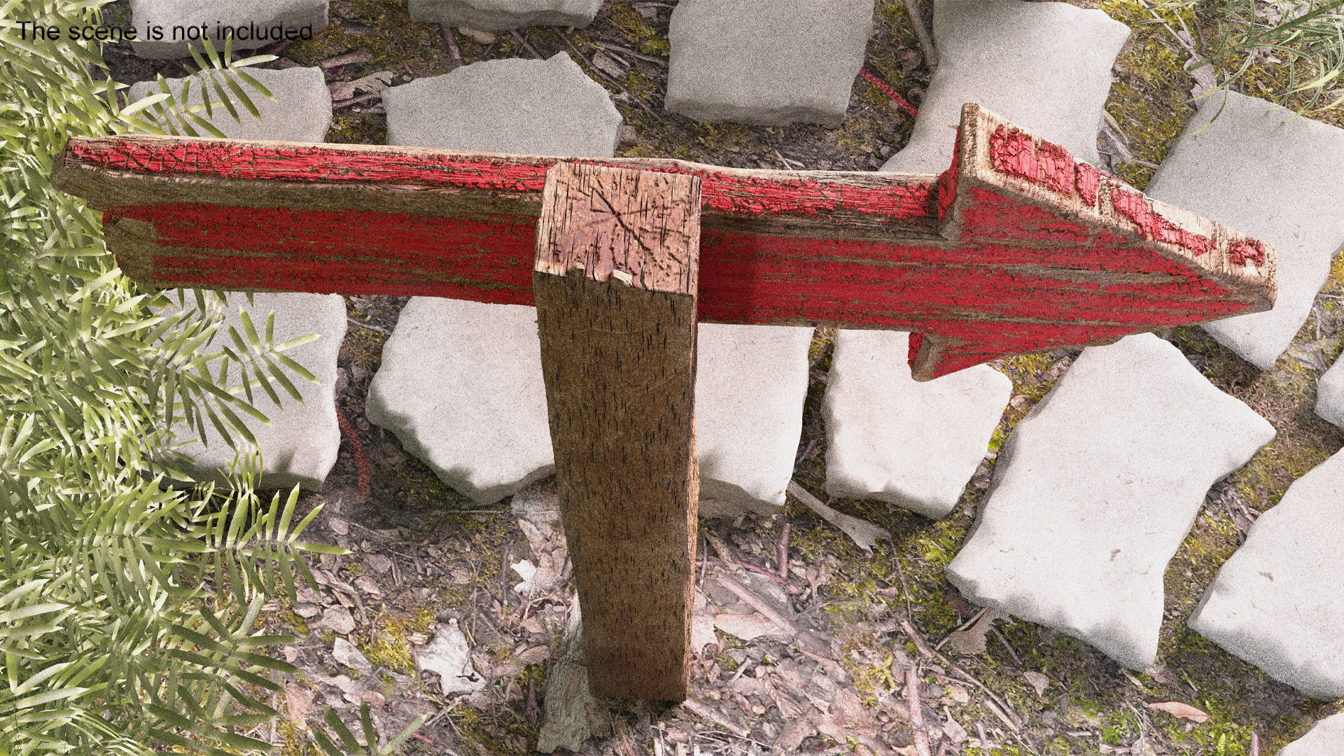 3D Old Wooden Arrow Road Sign