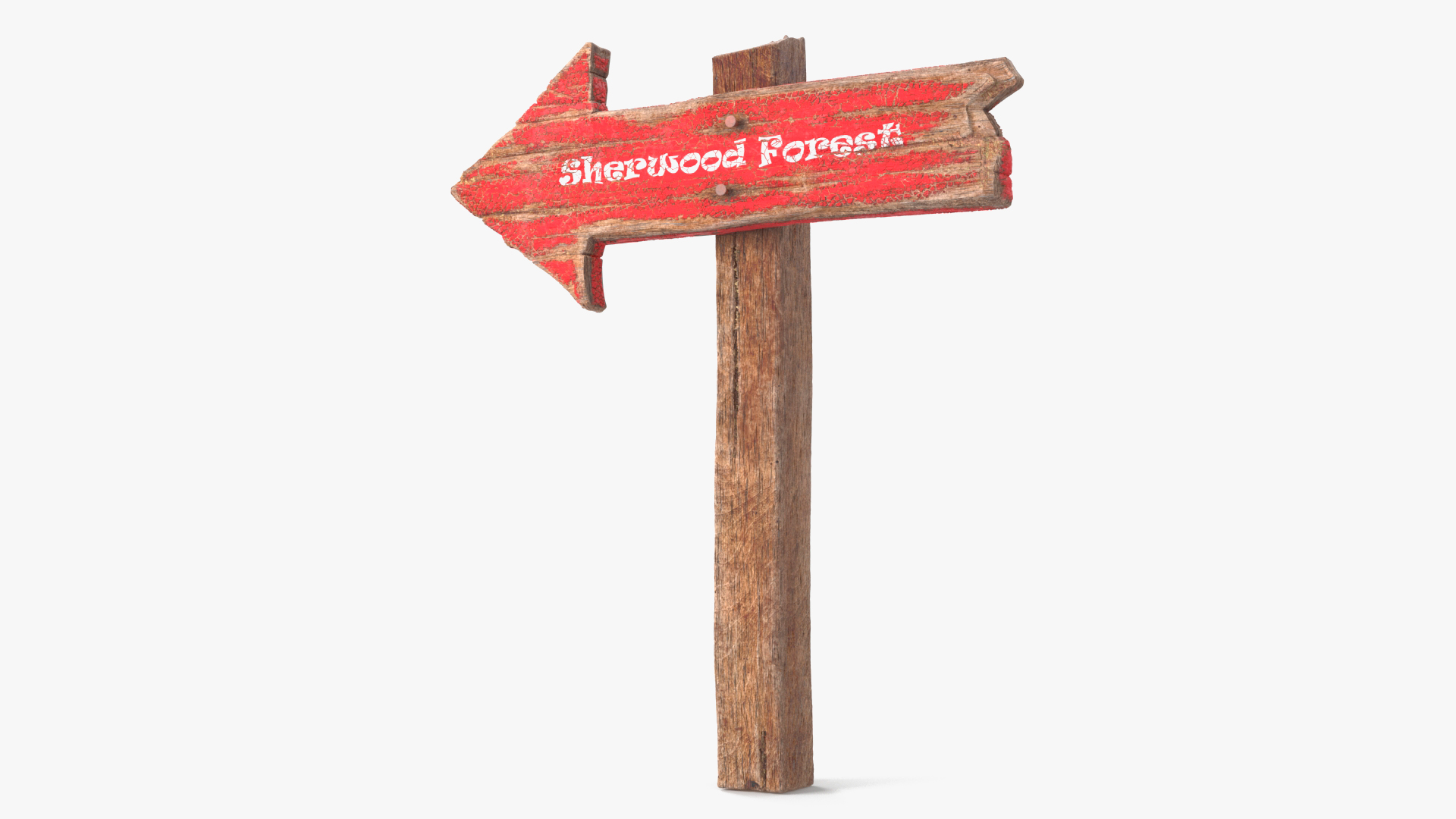 3D Old Wooden Arrow Road Sign