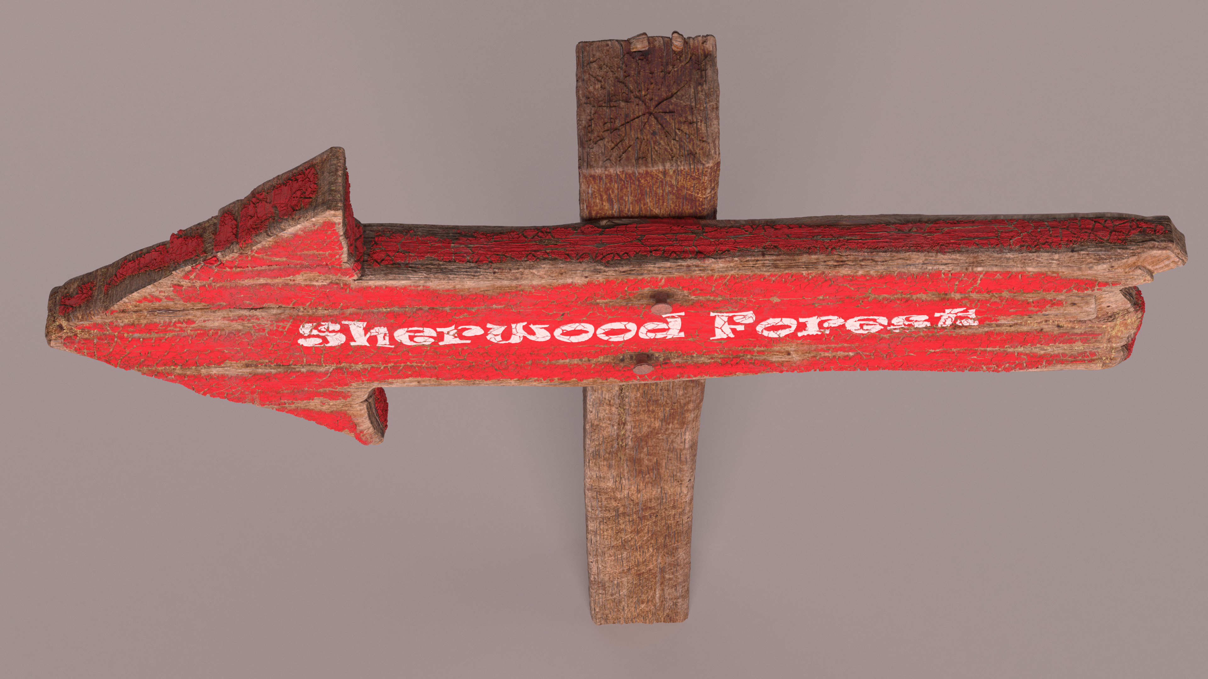 3D Old Wooden Arrow Road Sign