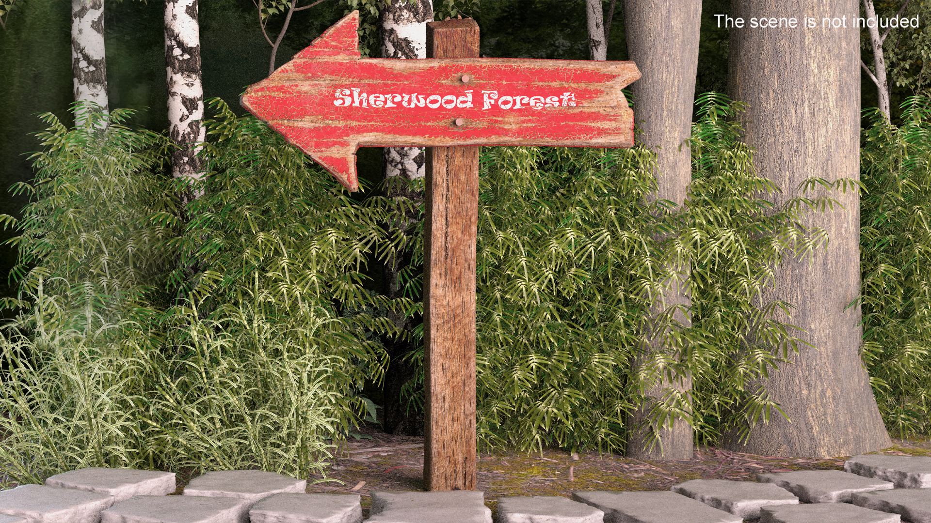 3D Old Wooden Arrow Road Sign