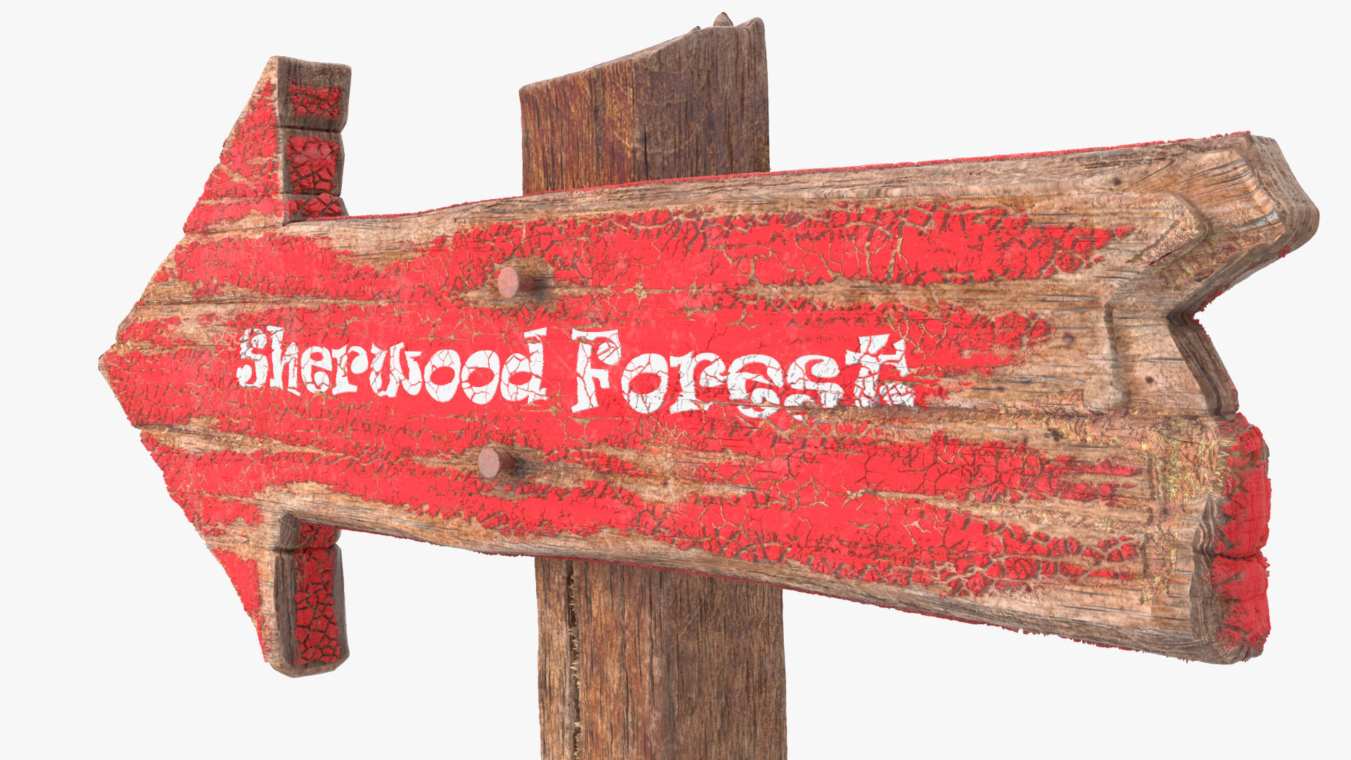 3D Old Wooden Arrow Road Sign