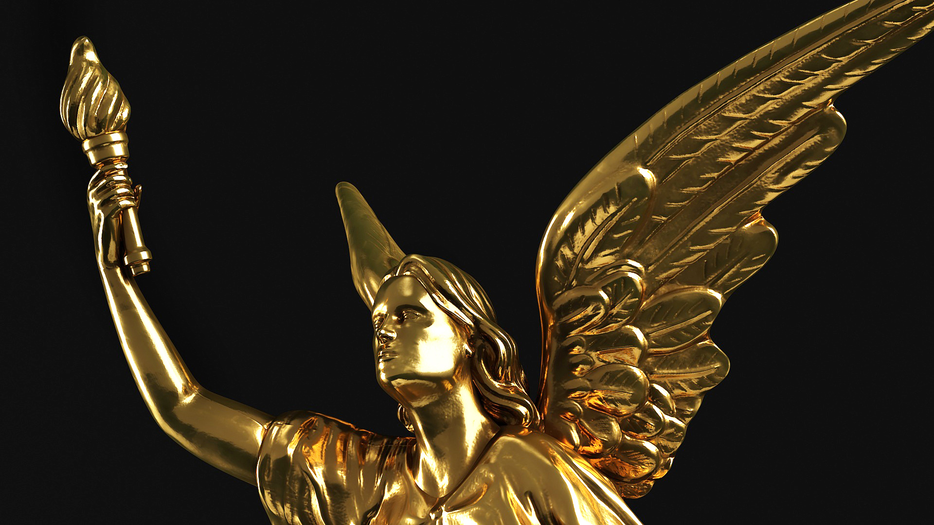 3D Monument Base and Fantasy Gold Angel Statue model